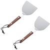 WAZUBC 2 spatole per piastra, spatole teppanyaki con manico in legno in acciaio inox, spatola in metallo per barbecue e cottura a piano (media)