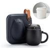 Entonic Kawaii Tazze per Gatti con Infusore e Coperchio in Ceramica, Ideali per Macerare Foglie di tè Sciolte, Teiera in Porcellana Fatta Mano per Casa e l'ufficio Custodia Portatile Infrangibile 350ML (Nero)