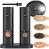 KRUMAD Set di 2 macina sale e pepe elettrici, con spessore di macinazione regolabile, design moderno, macinazione sicura, per spezie, colore nero