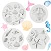SYEYCW 4 Pezzi Stampo Silicone Torta, Stampi in Silicone per Fondente a Tema Marino, Stampo Conchiglia Stella Marina, Stampo Silicone Torta per Biscotti, Caramelle, Budino, Fondente, Torte, Cupcake