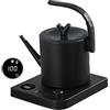 Tuehakny Bollitore a Collo d'Oca 1,0 L, 1000W Acciaio Inox, Nero | Regolazione Temperatura, Base 360°, Protezione Secco/Surriscaldamento, Autospegnimento, Dispensatore Acqua Calda senza BPA