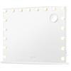 SONGMICS Specchio Trucco con Luci, 15 LED Dimmerabili, 3 Colori, Specchio Ingranditore 10x, Porte USB, da Tavolo o Parete, 62 x 80 x 5,7 cm, Bianco Opaco, Collezione Berit LWM223WC02
