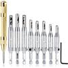 AFUNTA Set di punte centrali da trapano 8 pezzi con punzone centrale automatico, cerniera autocentrante per anima Puncher Tools per cabinet 5/64 '' 7/64 '' 9/64 '' 11/64 '' 13/64 '' 5mm 1/4 ' '