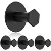 SAYAYO Ganci Adesivi Ganci Portasciugamani Nero in Acciaio Inox Gancio Appendiabiti da Parete Ganci Accappatoio Bagno Senza Foratura, Appendi Strofinacci per Cucina, 4 Pezzi