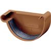 INEFA Terminale grondaia semicircolare, sinistra 150mm Marrone PVC | Terminale per sistemi di grondaie semicircolari, smaltimento acque piovane, montaggio a incastro facile senza attrezzi