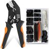 QLOUNI Pinza a Crimpatrice Set di Connettori Dupont, 1600 Pezzi Connettori Perni Machio/Femmina 2,54 mm, AWG 23-16 (0,25-1,5 mm²) Pinza Crimpatrice Capicorda Compatibile Con JST, AMP, Molex, Futaba