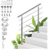 Sonnewelt - Ringhiera in acciaio inox - Ringhiera per scale 80 cm con 4 traverse per interni ed esterni, ringhiera di ingresso di alta qualità per balcone, scala e parapetto
