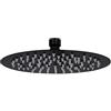 Générique Soffione doccia a pioggia rotonda 20 cm nero acciaio inox soffione doccia con ugelli in silicone e giunto girevole per regolare l'angolo di spruzzatura