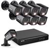 ANNKE 3K Lite 16 canali DVR telecamera di sorveglianza con rilevamento intelligente persone/veicolo, 8 telecamere di sicurezza da 1080p con doppia luce per visione notturna a colori, IP67, senza disco