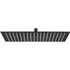 Générique Soffione doccia a pioggia quadrata 50 x 50 cm nero acciaio inossidabile, testa doccia soffitto con ugelli in silicone e giunto girevole per facile pulizia del calcare