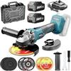 Yofuly Smerigliatrice a Batteria 125mm Compatibile con Batterie Makita 18V, Flessibile a Batteria a 3 Velocità 9000 giri/min con Batterie 2 * 4,0 Ah, 2 Abrasivi, 2 Scomparti, 2 Dischi da Taglio