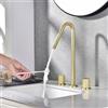 YCVAWEOD Tocca del Mixer da Bagno 3 Fori 360 ° Rotazione rubinetti a Collo di aonaco per Doppia Leva del Bagno, Oro Spazzolato LWX