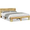 vidaXL Letto in legno massiccio con testiera senza materasso 160x200 cm in legno di quercia