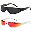 SHEEN KELLY Occhiali da Sole Polarizzati Avvolgenti TR90 Uomo Donna Sports | Ultraleggero Vintage Futuristici Montatura Stretta Rettangolari Nero Y2K Sunglasses Veloci/Techno/Rave UV400
