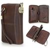 CONTACTS Pochette da viaggio da uomo in vera pelle con cinturino da polso, blocco RFID, portafoglio per passaporto, marrone, grande capacità, borsa per telefono da uomo, Caffè-1044
