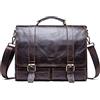 Contacts Borsa a tracolla da uomo in vera pelle da 14 pollici, borsa a tracolla casual vintage, borsa messenger per uomini e donne, viaggi, scuola, avvocato, Marrone, Taglia unica