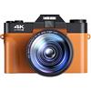 CCZRD Fotocamera digitale Vlogging Videocamera WIFI Webcam Grandangolo Zoom 16X 48MP Fotografia Schermo ribaltabile Cattura Facilmente Momenti Meravigliosi(With 32GB,With 2 Lens-01)