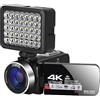 CCZRD Videocamera Vlog Digitale 4K Registrazione Video Streaming WIFI Webcam Portatile For Esterni Registratore Fotografico 18X Cattura Facilmente Momenti Meravigliosi(32G SD Card,With Light)