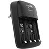 HEITECH Promotion GmbH HEITECH carica batterie Ultimate 4 - AAA, AA e NiMH da 9V - Caricabatterie 4 volte per caricare e scaricare batterie ricaricabili e batterie ricaricabili - Caricabatterie rapido