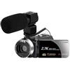CCZRD 2.7K Videocamera Digitale For Uso Domestico Zoom 16X 30MP Vlogging Webcam 3.0 Ruota Touch Screen Cattura Facilmente Momenti Meravigliosi(With Microphone)
