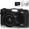 CCZRD Fotocamera digitale for la fotografia Messa a fuoco automatica 4K Vlog Camcorder Screen Webcam Videocamera Cattura Facilmente Momenti Meravigliosi(With 128G,2 Batteries Charger)