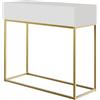 Selsey Console Ingresso Tavolo Consolle Con Cassetto A Doghe Struttura Dorata 90 x 79 cm Bianco Veldio
