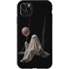Cute Ghost Halloween Custodia per iPhone 11 Pro Max Fantasma spettrale con palloncino su altalena scuro autunno umore