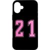Uniform Number Pink SUL RETRO E FRONTE Custodia per iPhone 16 Plus Rosa Numero 21 Uniforme Numerata Squadra Sportivo