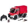 Carson Modellino 500907721 1:12 MB Unimog U300 per vigili del fuoco. 2,4G RTR, veicolo, Unimog RC con funzioni, set completo al 100% rosso