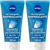 NIVEA Gel Detergente Viso Rinfrescante 2 x 150ml, Detergente viso con acqua purificata e fiore di loto, Detergente viso pelle sensibile che rispetta la naturale idratazione della pelle