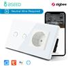 BSEED Interruttore Zigbee BSEED 1/2/3 Gang, Sensore Intelligente Compatibile con Tuya Smart Life, Senza Linea Neutra, con Presa a Muro Standard EU