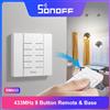 SONOFF RM433 433MHz RF Remote 8 Button One Key Pairing funziona con 433Mhz Sonoff Smart Home switch TXUS 4 chpror3 tramite eWeLink