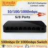 Tenda Switch Ethernet Gigabit Tenda 5/8 Porte 1000 Mbps, Hub Fast Switch 10x RJ45, Switch di Rete Ethernet per SOHO, Switch WiFi Smart da Scrivania
