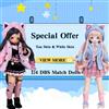 DBS 1/4 BJD 45cm vestito per bambola capelli lunghi rosa corpo articolato con abito, parrucca, viso trucco per regalo ragazza, ghiacciato