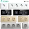 BSEED prese elettriche a parete Standard ue prese di tipo C presa di corrente a parete porta di ricarica USB pannello in vetro protezione per bambini 16A