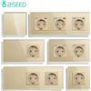 BSEED Prese a muro UE Presa di corrente singola Doppio telaio in vetro Porte di ricarica USB Type-C Spine a tripla presa Protezione per bambini 16A
