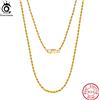 ORSA JEWELS Oro 18 carati su autentica collana a catena in corda con taglio a diamante da 1,7 mm in argento sterling 925 per uomo donna catena twist SC29