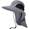 Bassdash UPF 50 + cappello da sole a tesa larga resistente all'acqua Unisex con cappello da pesca a coda di cavallo con patta e collo grande per uomo donna