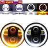 SOYAVISION Proiettore per fari a LED da 5,75 pollici Halo Ring H4 Moto 5 3/4 "DRL Indicatori di direzione per Harley Sportster Dyna Iron 883 Triumph Lampada