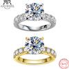 ANU JEWEL AnuJewel 4.3cttw D Color Moissanite Anelli di fidanzamento 925 Sterling Silver 18k Gold Plated Lab Created Diamond Wedding Band Rings
