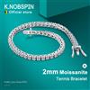 KNOBSPIN Braccialetti da tennis Moissanite color D da 2 mm per donna Uomo Diamanti scintillanti con braccialetto Hip Hop in argento sterling GRA s925