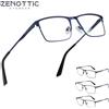 ZENOTTIC Moda Uomo Occhiali da vista in lega di titanio Montatura da uomo Occhiali quadrati Occhiali da vista ultraleggeri in metallo senza prescrizione