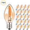 Genixgreen Lampadine LED Notturne C7 per Lampadario, Base E12 E14, Lampadine Decorative da 0,5 Watt, Mini Candele per Feste, 2200K Vetro Ambrato