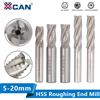 XCAN Fresa per sgrossatura Fresa HSS 4 flauto 5-20mm Macchina utensile CNC Punta del router Strumento di fresatura del metallo Taglierina HSS