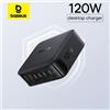 BASEUS Caricatore da Tavolo Baseus 120W USB C GaN con Ricarica Rapida PD per Tablet, Laptop, iPhone 17 16 15 14