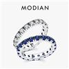 MODIAN Anello di lusso con zirconi blu scintillanti Anello in argento sterling 925 classico impilabile Anelli di barretta per gioielli da donna