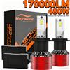Heyword 2 Pezzi Lampadine LED per Fari Auto H4 H7 H11 9005 9006 H1, 480W 170000LM, 6000K 12V