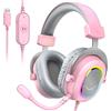 FIFINE Cuffie da gioco FIFINE con controllo audio surround/microfono/linea RGB/7.1, cuffie over-ear USB per giocatori/PC/PS4/PS5 Ampligame H6P