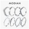 Modian Argento Oro Rosa Anelli brillanti per le donne Moda 100% argento sterling 925 Anello da dito impilabile Gioielli di dichiarazione di nozze