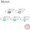 Modian Reale 925 Sterling Silver 5 Stile Taglio Smeraldo Tormalina Geometrica Anelli di Barretta Regolabili Per Le Donne Del Partito Gioielleria Raffinata